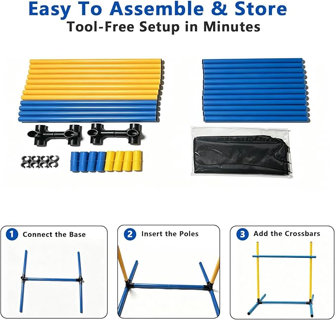Dog Agility Training Hurdle Set, Adjustable PVC Jump Bars - Image 6