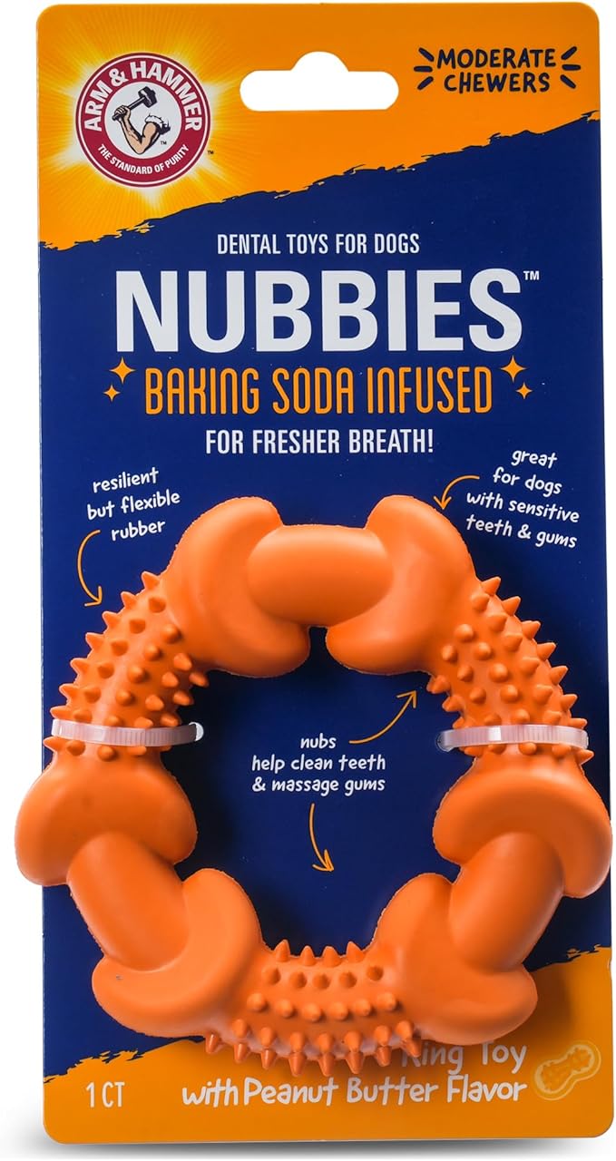 Arm & Hammer Nubbies Dog Dental Chew Toy, Rubber Ring, Peanut Butter Flavor by ArmHammer