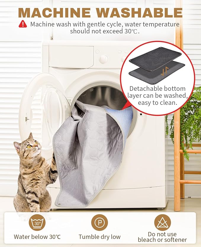 Fostanfly Cat Litter Mat, Extra Large XL Honeycomb Scatter Control, Urine & - Image 3