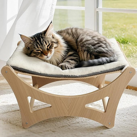 Cat Hammock Bed, Wooden Elevated Cat Beds by GreenPetopia