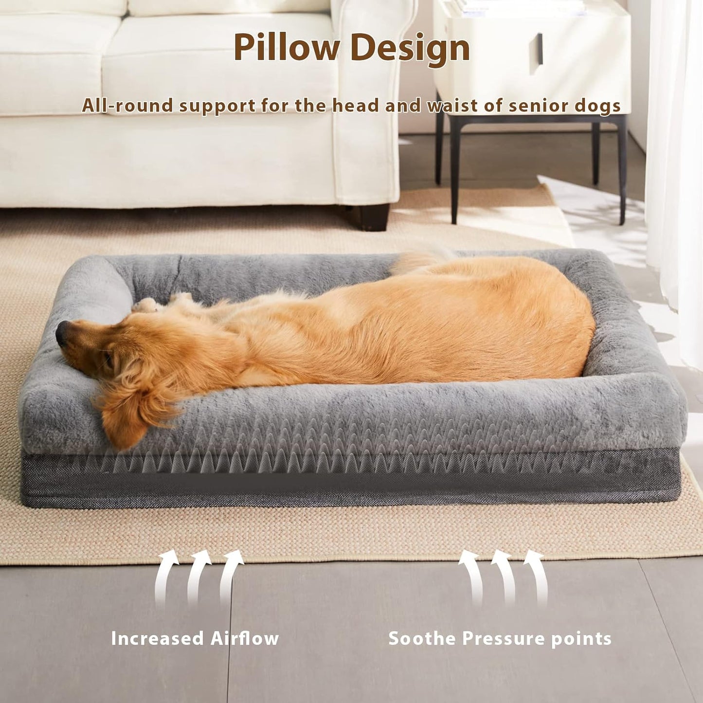 BFPETHOME Dog Beds for Small Dogs, Washable Dog Bed with Sides, Orthopedic Medium Sized Soft Mats with Removable Cover & Waterproof Pet Mat for Pet