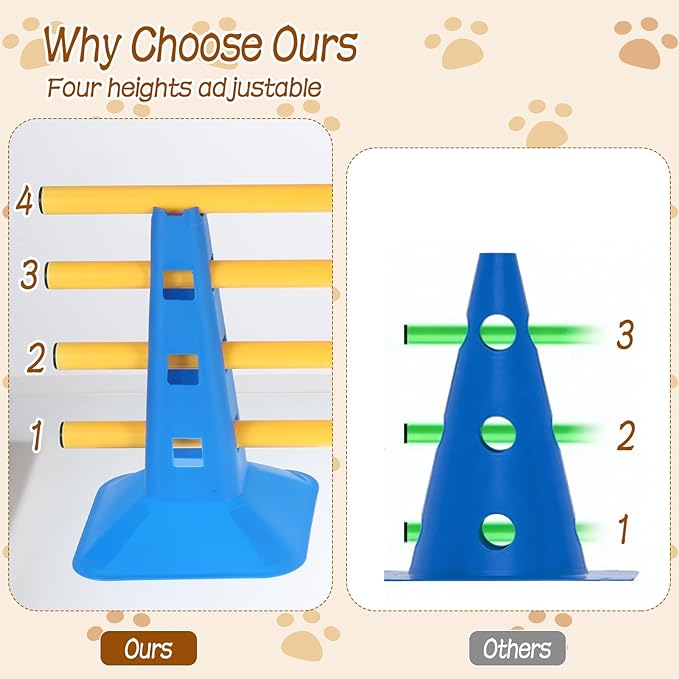 Dog Agility Hurdle Cone Set, Dog Agility Course Backyard Set - Image 2