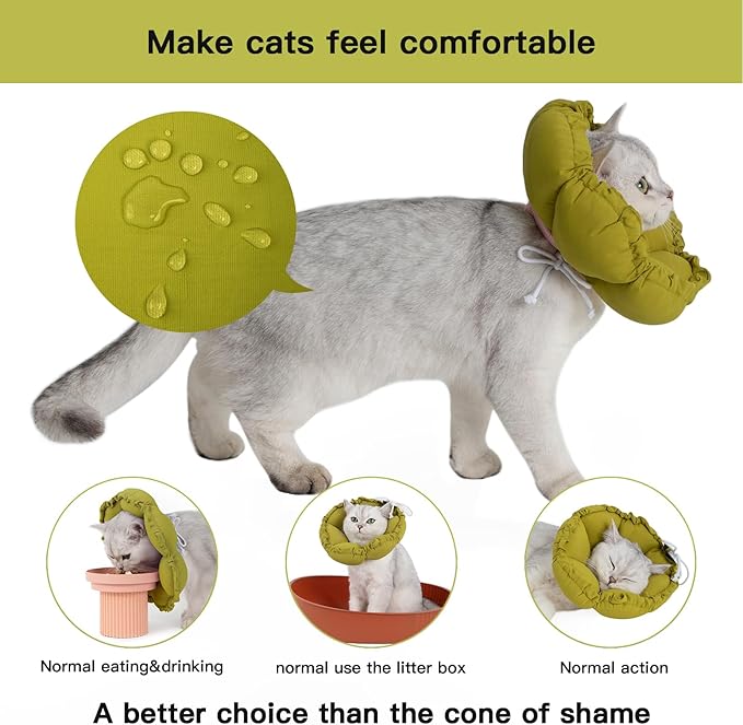 H HIDREAM Soft Cat Cone Collar， Cute Adjustable Cat Recovery Collar，Elizabethan - Image 2