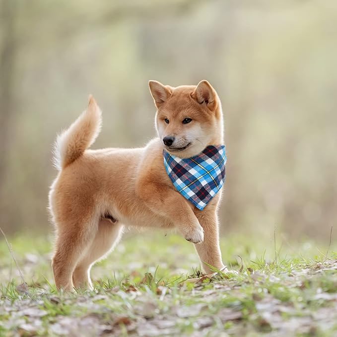 Honoson 6 Pieces Triangle Dog Bandana Dog Scarf Plaid Printing Adjustable Bibs - Image 6
