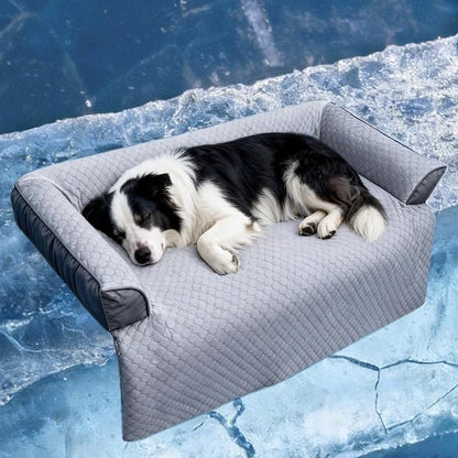 GGIB Cooling Dog Bed Mat with Bolster Pillow Washable Dog Couch Cover by GGIB