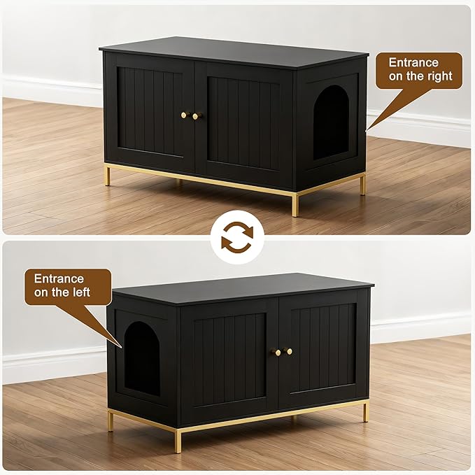Homhedy 35.4" L Cat Litter Box Enclosure, Cat Washroom Furniture - Image 4