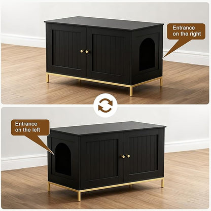 Homhedy 35.4" L Cat Litter Box Enclosure, Cat Washroom Furniture - Image 4