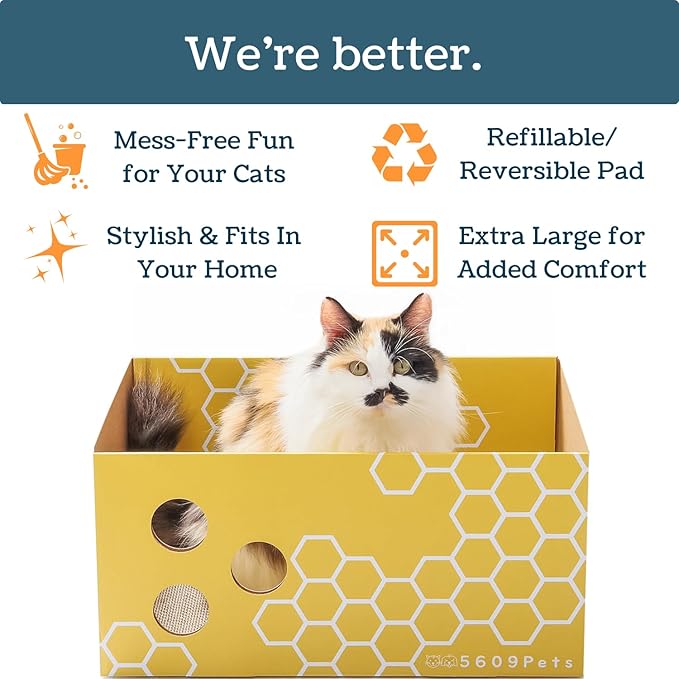 5609PETS Cat Scratching Box, Extra Large Refillable Double-Sided Scratch Pad - Image 4