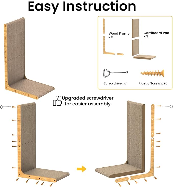 Conlun Cardboard Cat Scratcher, Vertical Wall-Leaning Scratching Board to - Image 5