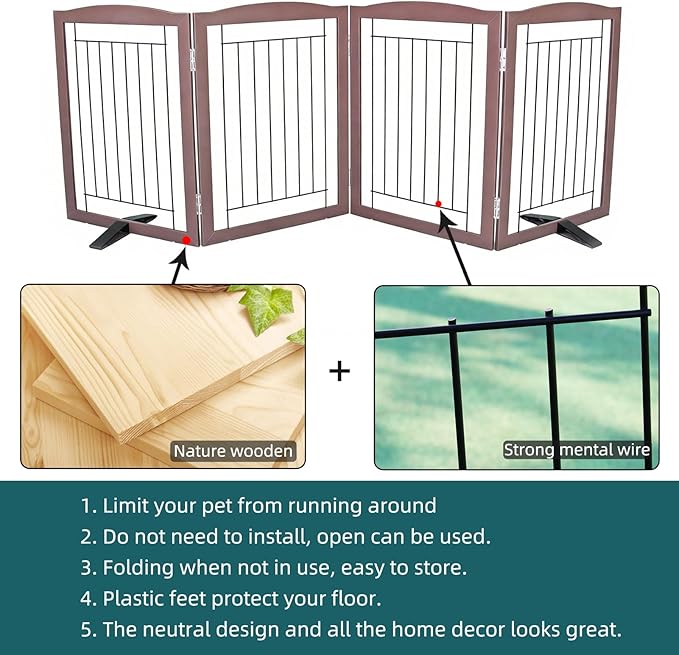ZJSF Freestanding Dog Fence Indoor, Foldable Dog Gate - Image 6