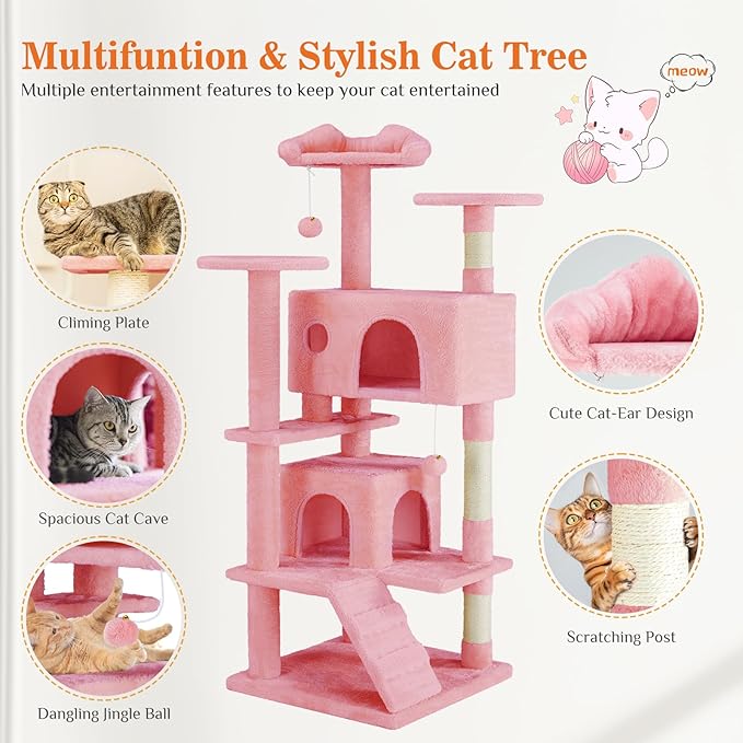 Sweetcrispy 54 Inch Cats Tree Tower, Indoor Cat Condo - Image 2