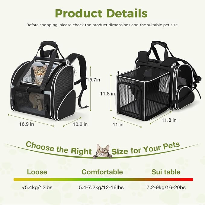 Lekereise Widened Pet Backpack Travel, Wide Pet Carrier Backpack - Image 2