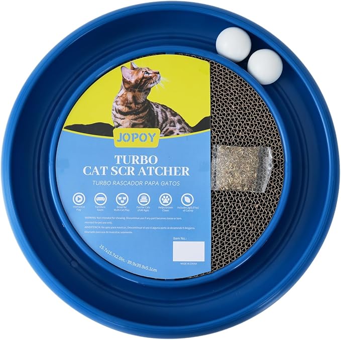 Cat Scratcher Toy Ball Track for Indoor Cats, Round Interactive Scratching by JOPOY