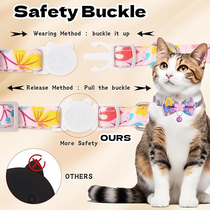 Cat Collar Breakaway, HYQHYX Floral Kitten Collar - Image 5