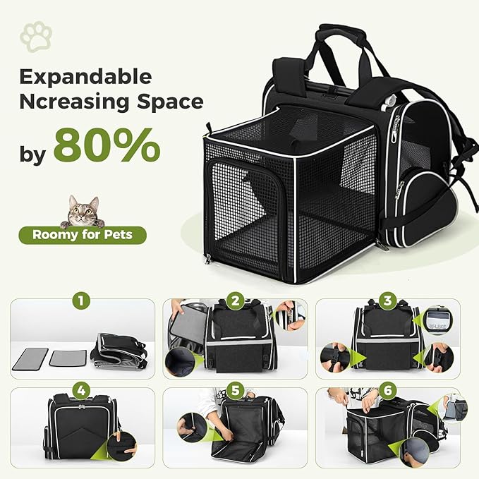 Lekereise Widened Pet Backpack Travel, Wide Pet Carrier Backpack - Image 4