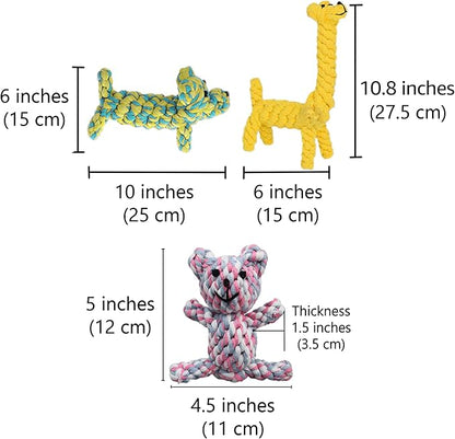 SunGrow Cotton Rope Knot Puppy & Ferret Toys, Tough Teething Chewable Teddy Bear - Image 6