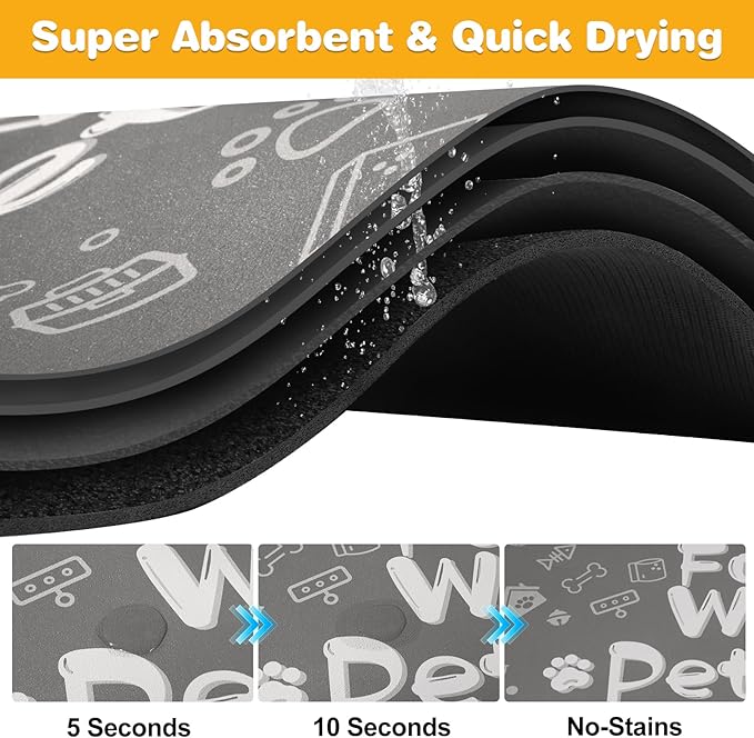 Pet Feeding Mat, Dog Cat Mat for Food and Water, Dog Bowl Waterproof Placemat - Image 2