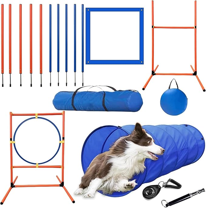 Dog Agility Training Equipment Set, Puppy Jump Training Obstacle Course Starter by KVITTRA