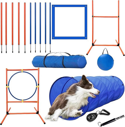 Dog Agility Training Equipment Set, Puppy Jump Training Obstacle Course Starter by KVITTRA