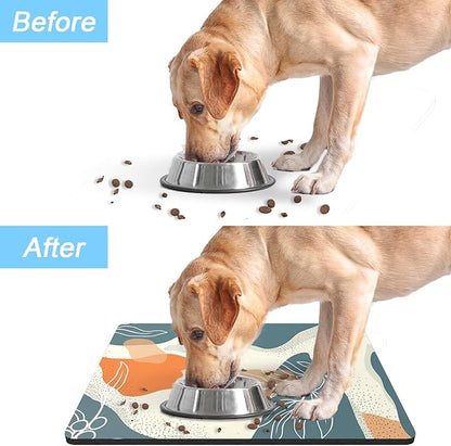 Rnivvi Dog Food Mat, Cute Anti-Slip Rubber Pet Feeding Rug Protect Floors - Image 6