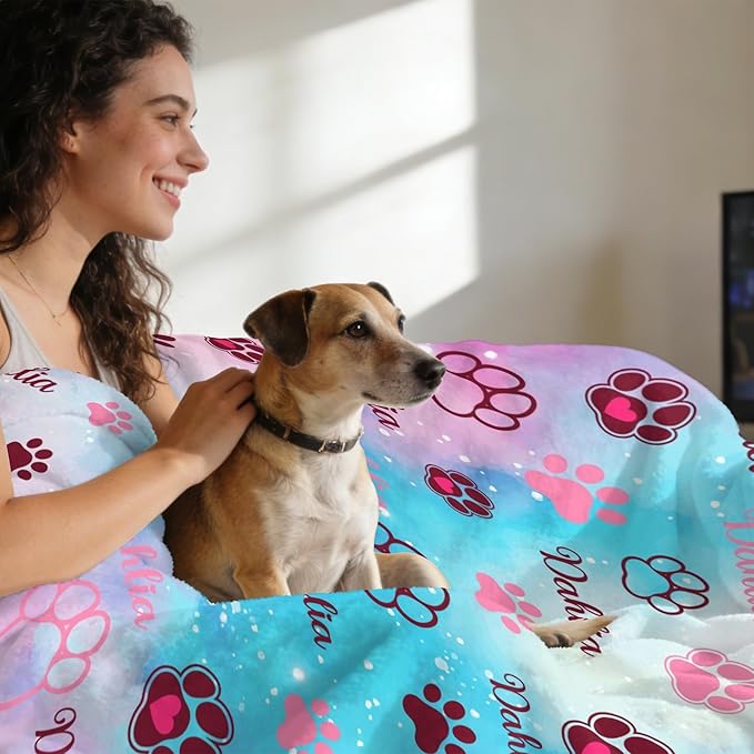 Custom Blanket with Dog Name Personalized Funny Throw Blankets Soft Warm Fleece - Image 5