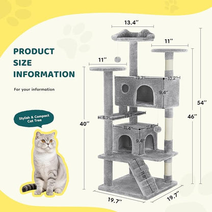 DUMOS 54 Inch Cat Tree Tower, Indoor Multi-Level Pet House - Image 6