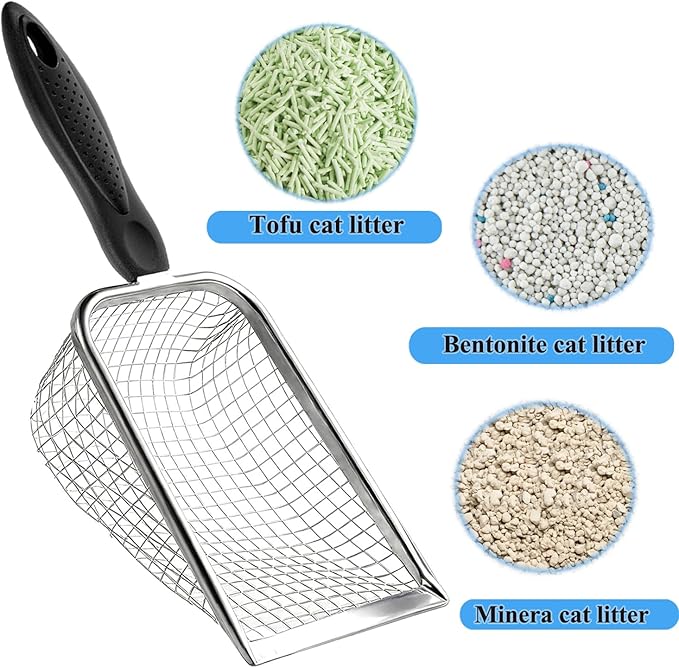 Cat Litter Scoop, Stainless Steel Cats Sturdy Mesh Scooper Kitty Metal Scooper - Image 2