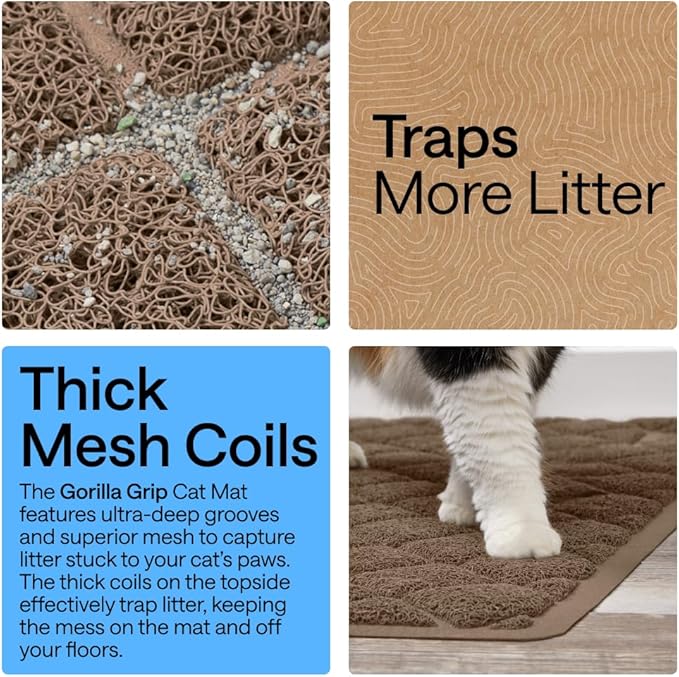 GORILLA GRIP Cat Litter Box Mat, Water Resistant, US Designed Kitty Litter - Image 3