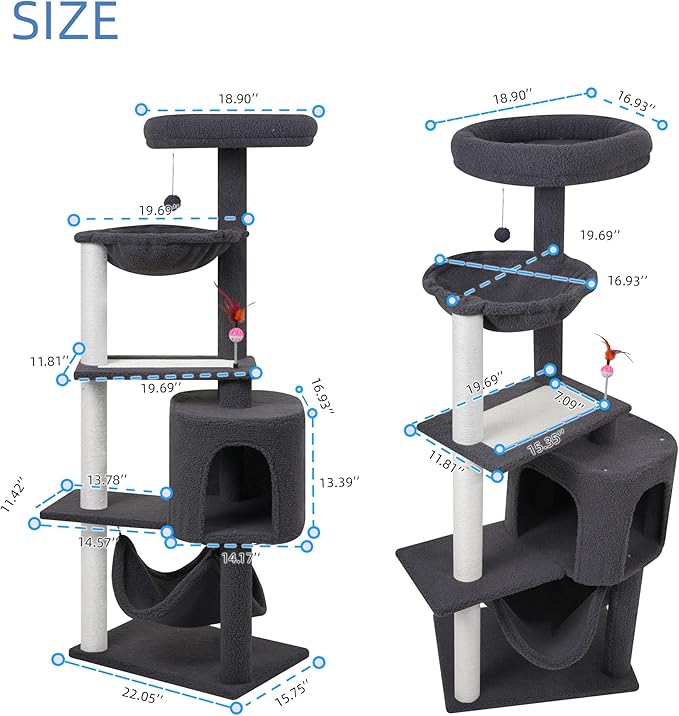 YUNIQUE Cat Tree with Cat Condo Scratch Posts Scratch Tablet and Big Hammock - Image 3