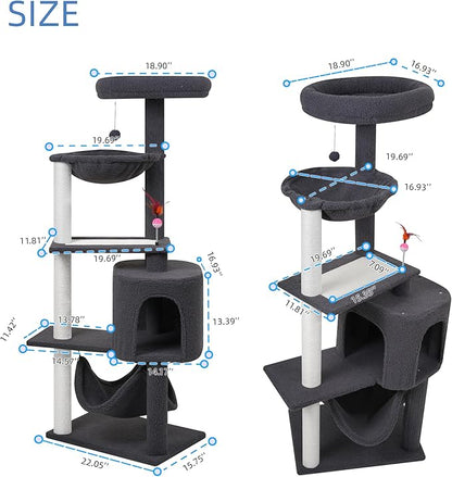YUNIQUE Cat Tree with Cat Condo Scratch Posts Scratch Tablet and Big Hammock - Image 3