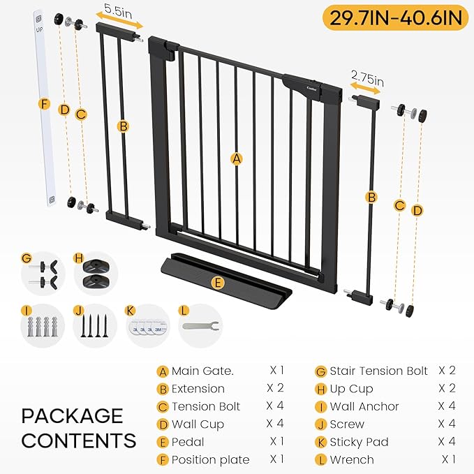 Cumbor 29.7-40.6" Baby Gate for Stairs, Mom's Choice Awards Winner-Dog Gate for - Image 8