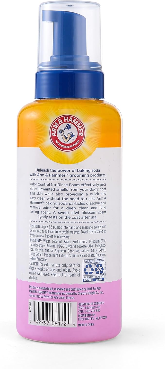 Arm & Hammer for Pets Odor Control No-Rinse Foam for Dogs, Kiwi Blossom Scent - Image 7