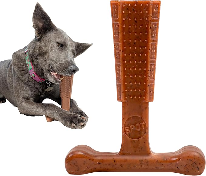 SPOT Bam-Bones Plus T Bone – Bamboo Fiber & Nylon Dog Chew Toy by SPOT