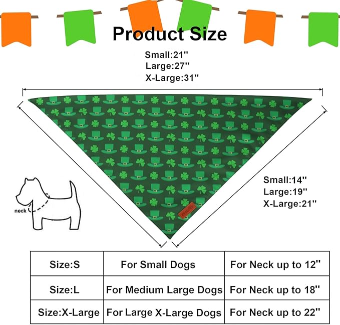 PTDECOR St. Patrick's Day Dog Bandana, Premium Durable Fabric, Irish Pet - Image 4