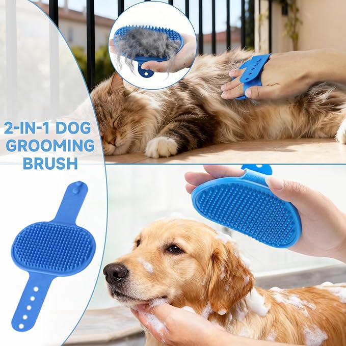 2PCS Dog Washing Gloves and Dog Bath Brush, high-Density Teeth Design pet - Image 4