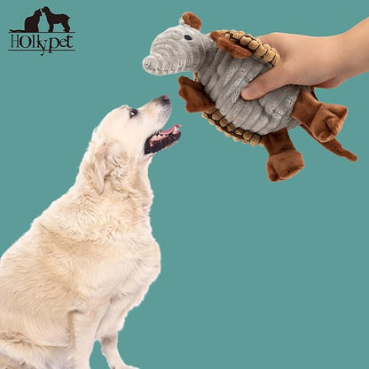 Hollypet Plush Dog Squeaky Toy Stuffed Armadillo Animal Pet Puppy Chew Toys - Image 5