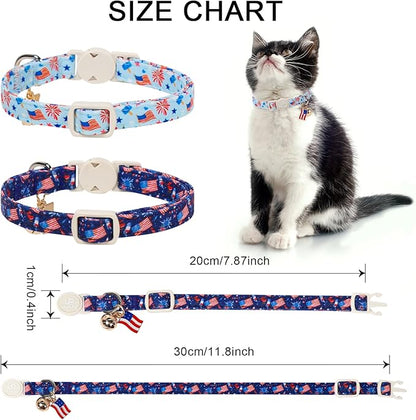 4th 0f July Cat Collar, Summer Baseball Blue Cat Collar - Image 4