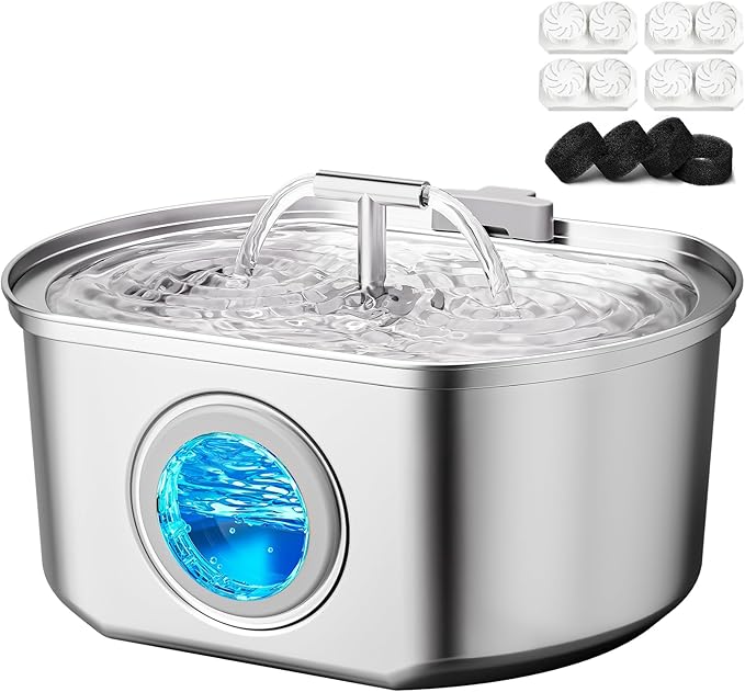 Cat Water Fountain Stainless Steel by Neareal