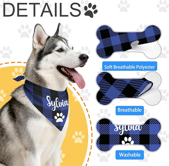 Personalized Dog Bandana Custom Dog Pet Scarf Customized Football Name Number - Image 5