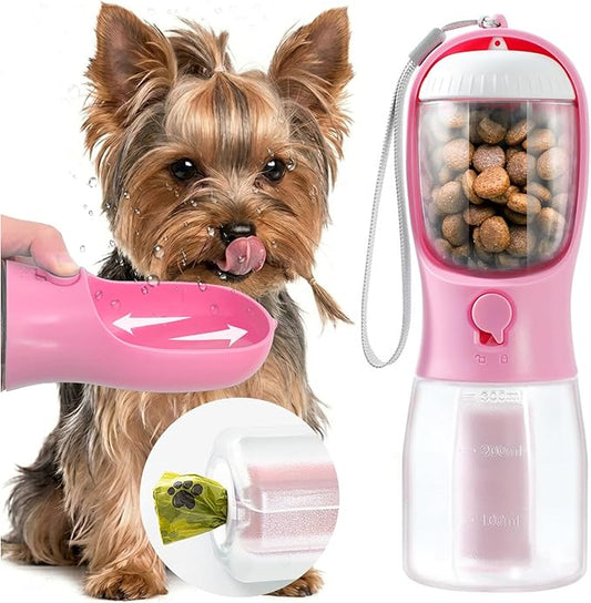 Portable Water Bottle for Small Dogs, 3 in 1 Animal Pet Travel Bowl Dispenser by MoonyMars