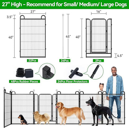 Dog Playpen Outdoor 24 Piece Panels Heavy Duty Dog Fence 40" Height Anti-Rust - Image 4