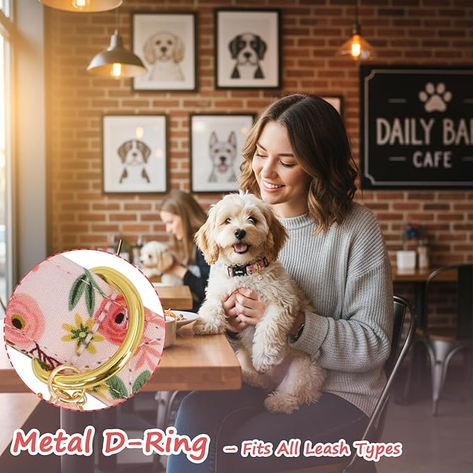 Dog Collar with Roses Patterns, Spring Summer Collection Pink Dog Collar with - Image 6