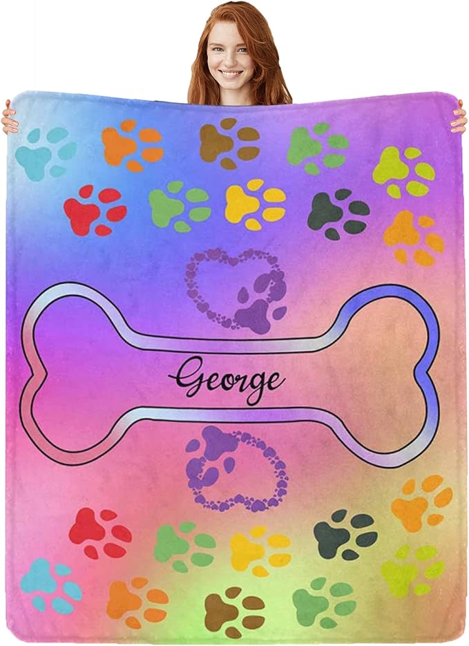 Personalized Paw Print Dog Blanket by Artsadd