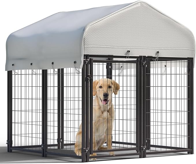 8 Panels Large Dog Kennel Outside Outdoor Dog Kennel Large by ARTBUSKE