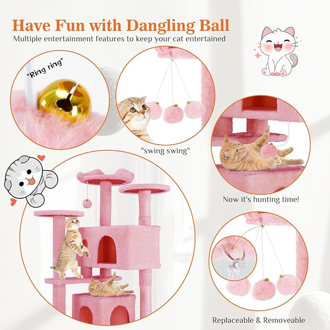 Sweetcrispy 54 Inch Cats Tree Tower, Indoor Cat Condo - Image 3