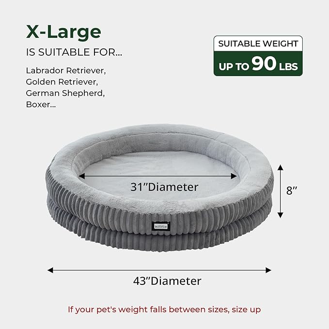 BALANCE Donut Dog Bed, 43 Inches Round Dog Bed Extra Large Size Dogs Washable - Image 5