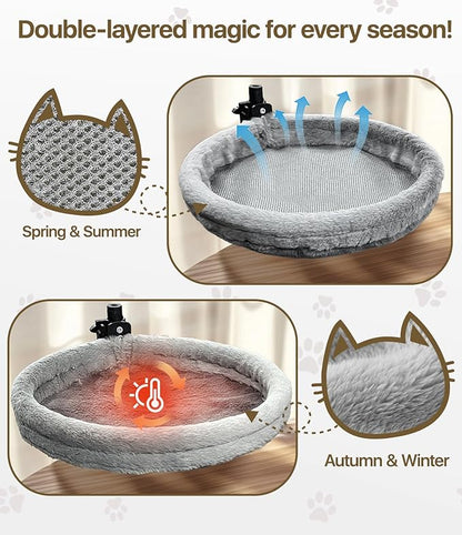 Cat Desk Bed, Cat Hammock for Home Office, 360°Rotating & Adjustable Shelf - Image 2