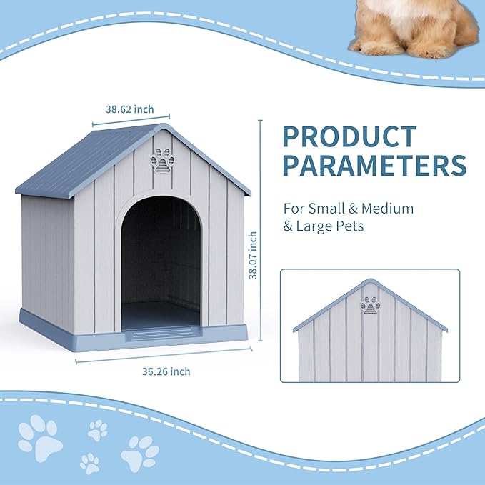 Large Dog House Outdoor Weatherproof，Waterproof Resin Outside Dog House - Image 6