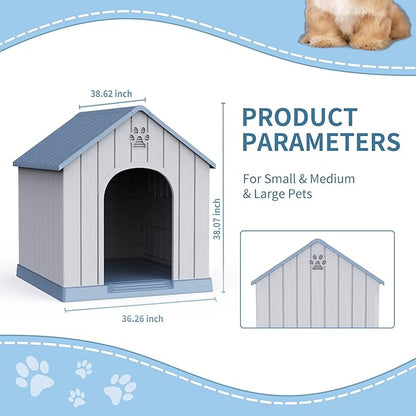Large Dog House Outdoor Weatherproof，Waterproof Resin Outside Dog House - Image 6