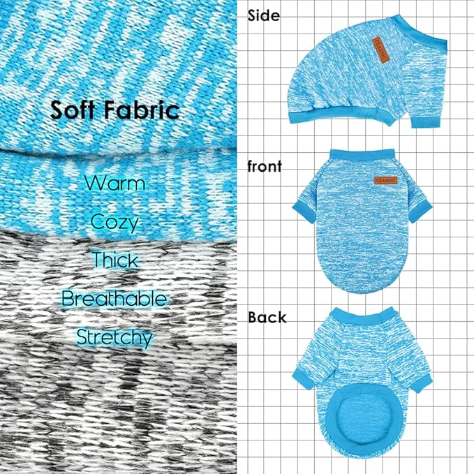 2 Pack Dog Sweaters for Small Dogs Girl Boy Winter Fleece Clothes Warm Soft Dog - Image 4